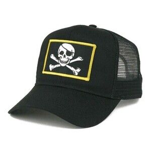 Jolly Rogers Military Skull Embroidered Patch Adjustable Mesh Trucker Cap